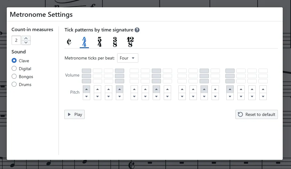 Metronome settings